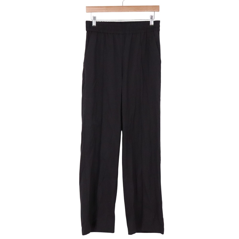 H&M Trousers Womens S Wide Leg Black Elastic Waist 4 Excellent